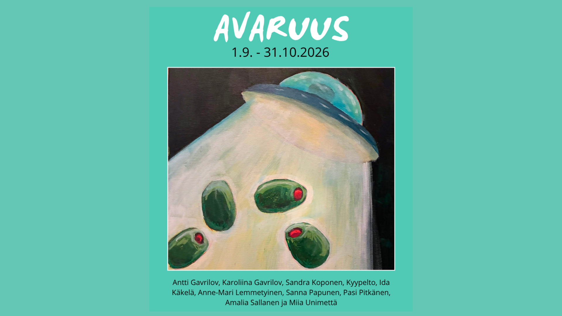 Avaruus – Taideyhdistys Harhan yhteisnäyttely 1.9.–31.10.2026 Kauppahalli Joensuussa